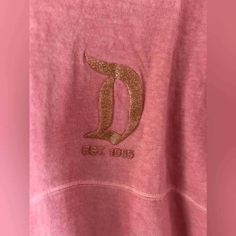Disneyland Pink Long Sleeve Tee with Gold Script - Picture 2 of 7